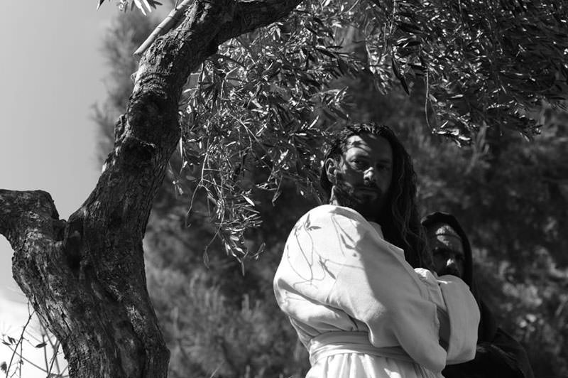 Jesus awaits the start of the procession in Buseto, Sicily